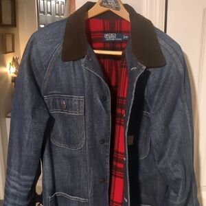 Polo by Ralph Lauren Blue Denim Jacket with Brown Collar
